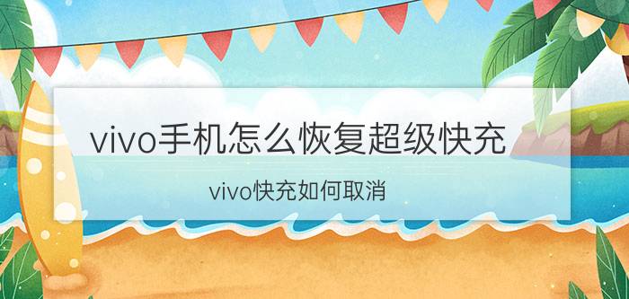 vivo手机怎么恢复超级快充 vivo快充如何取消？